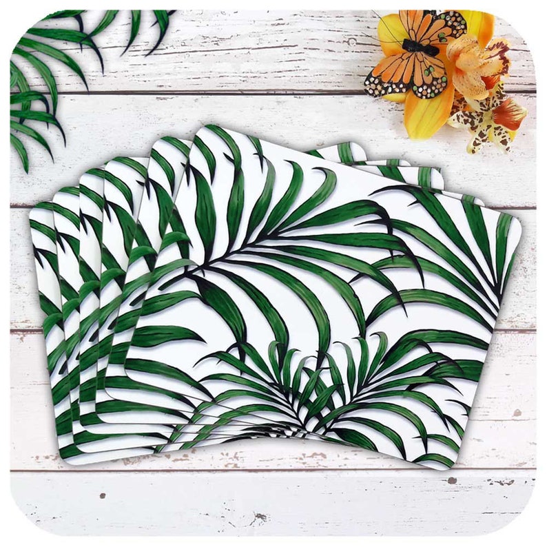 Palm Leaf Placemats Set of 6 Botanical Table Mats Tropical Etsy
