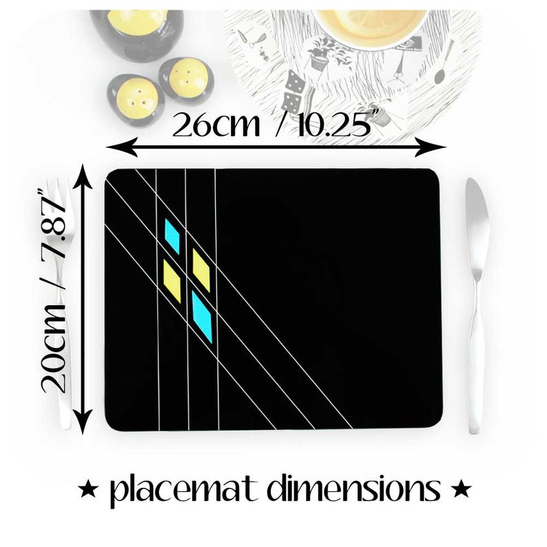 Art Deco Placemat and Coaster Mid Century Geometric Table Etsy