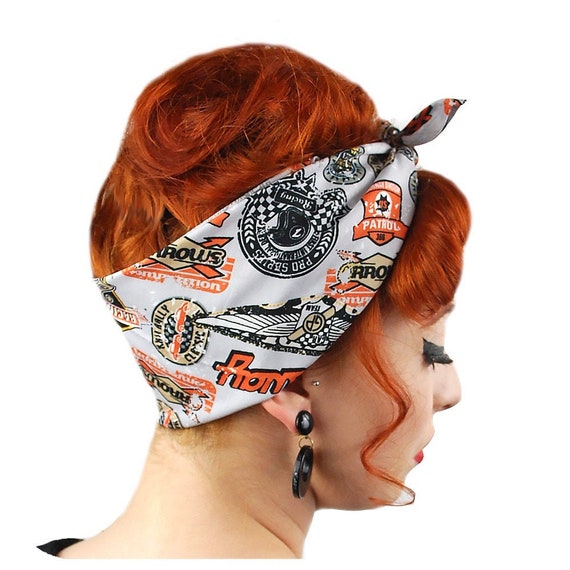 Retro Speedway Bandana Greaser Girl Head Scarf Drag Racing Etsy