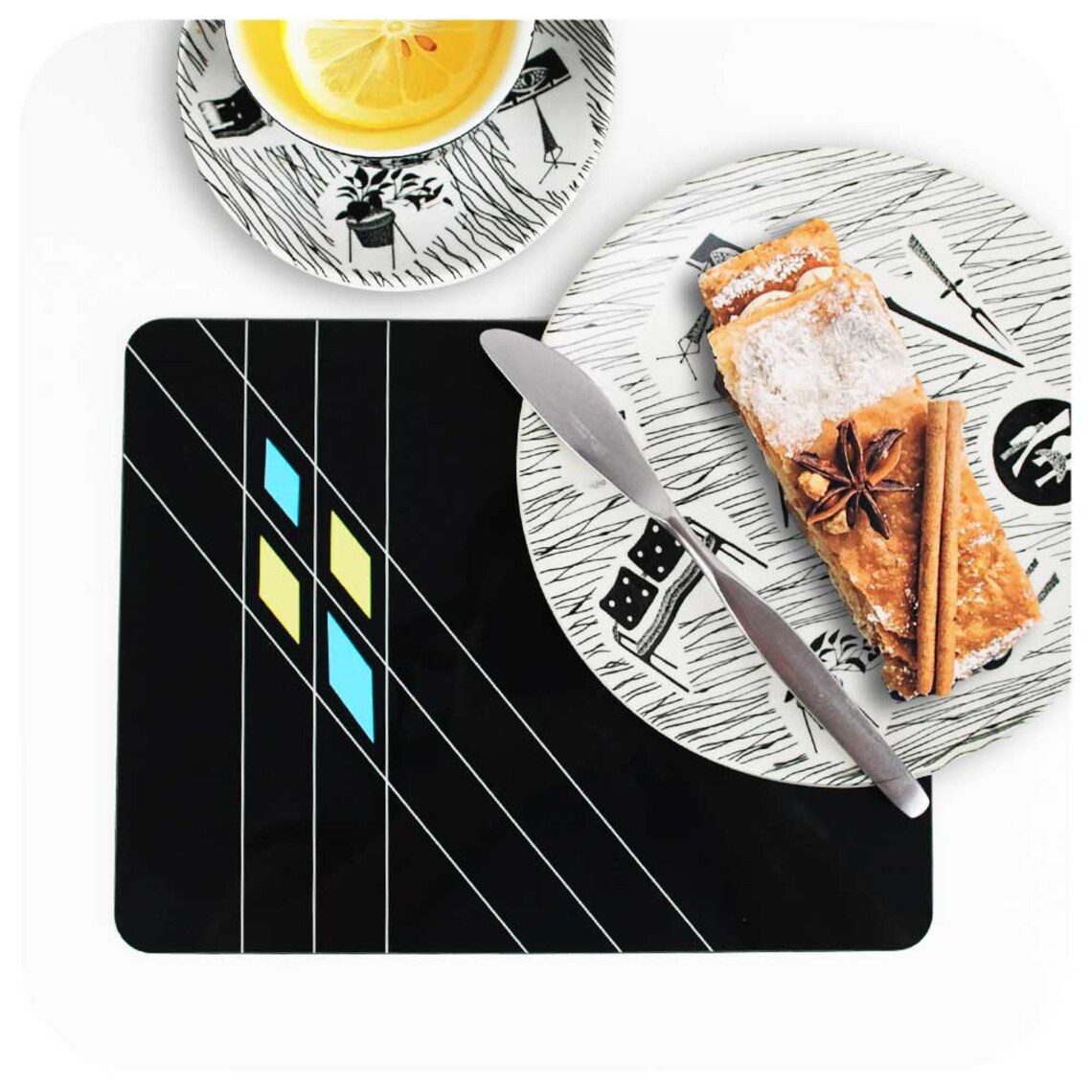 Art Deco Style Placemats set of 4 Mid Century Geometric Etsy