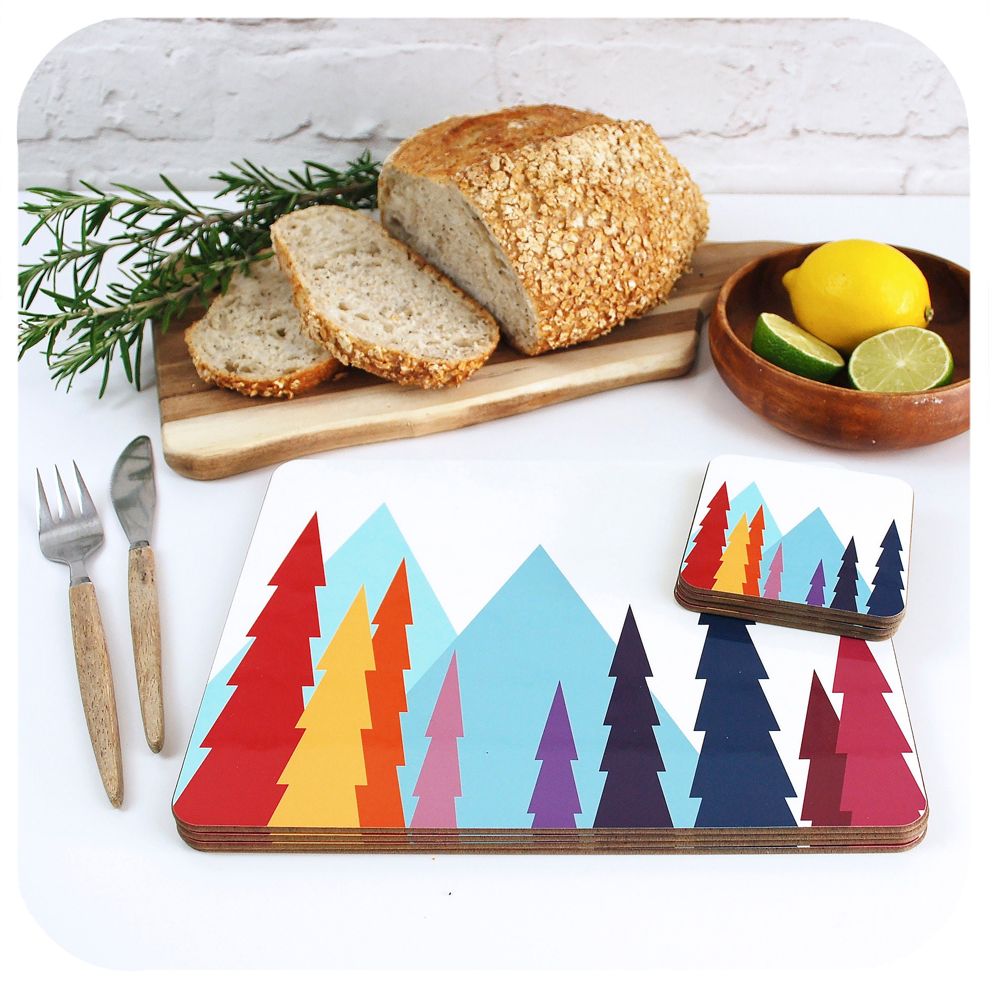 Scandinavian Woodland Placemats 4 Nordic Print Place Mats Etsy