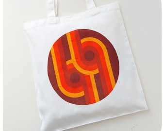 Retro 70s Style Tote Bag - 1970s style Shopping Bag - Retro Gift for Her - Shopaholic Gift