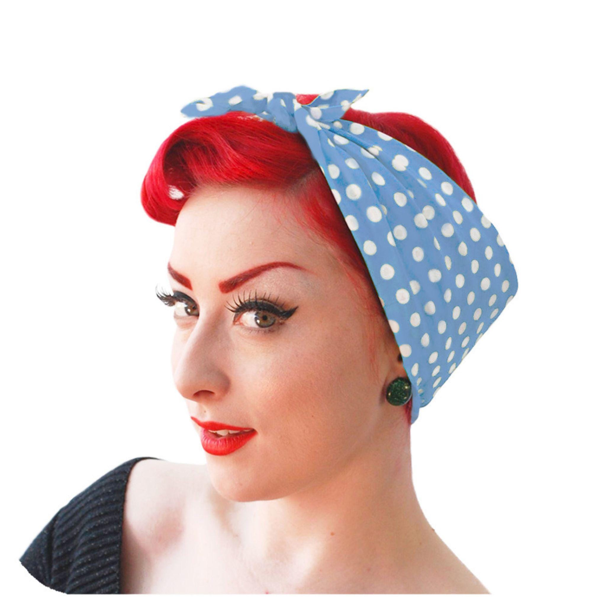 Rockabilly Polka Dot Bandana – 50s Retro Head Scarf, Cotton - Etsy