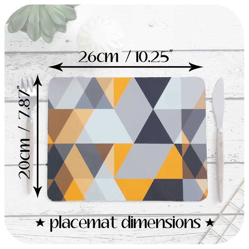 Scandi Geometric Placemat and Matching Coaster Grey and Etsy