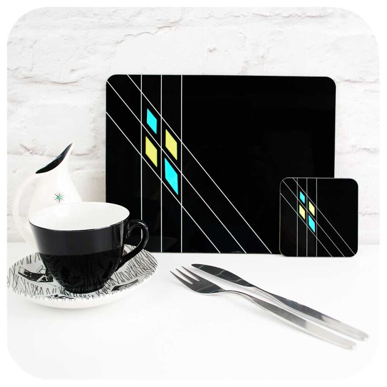 Art Deco Style Placemats Set of 4 Mid Century Geometric Etsy UK