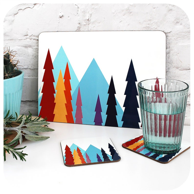 Colourful Scandinavian Placemat and Coaster Nordic Place Mat Etsy UK