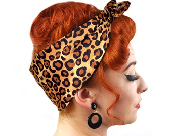 Pañuelo para la cabeza con estampado de leopardo: bandana rockabilly de los años 50
