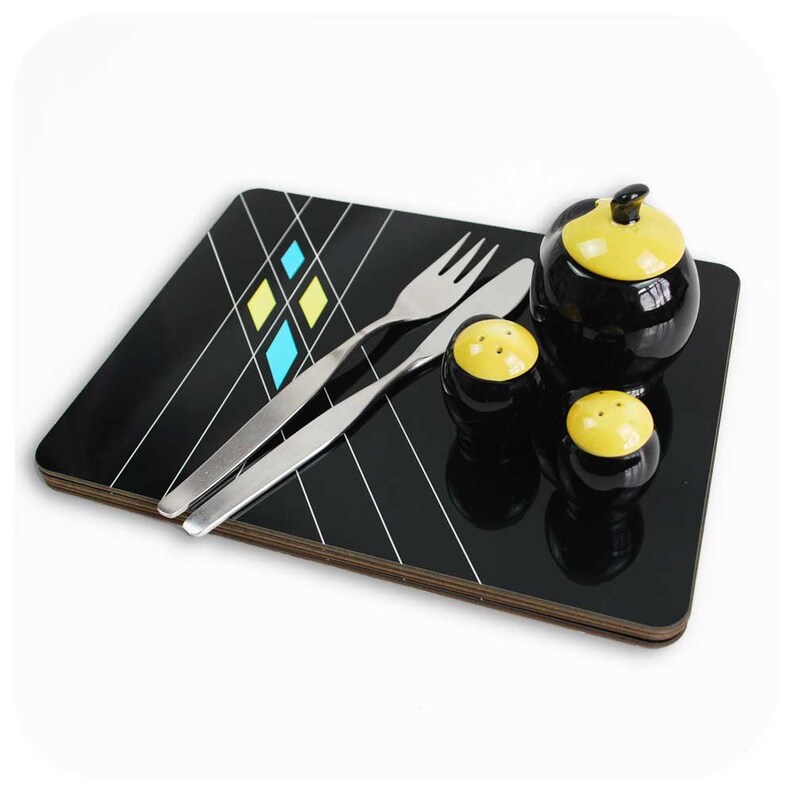 Art Deco Style Placemats Set of 4 Mid Century Geometric Etsy UK