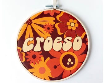 Arte de pared Welsh Croeso: decoración de pared retro Cymraeg