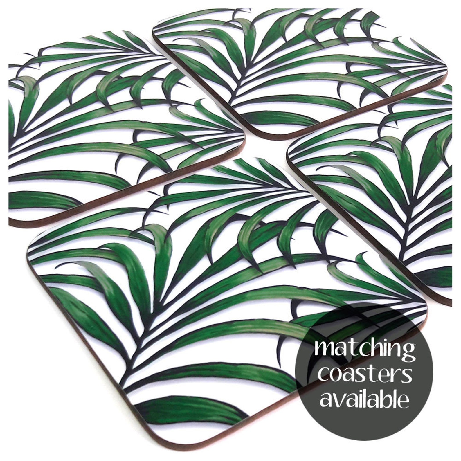 Palm Leaf Placemats Set of 6 Botanical Table Mats Tropical Etsy