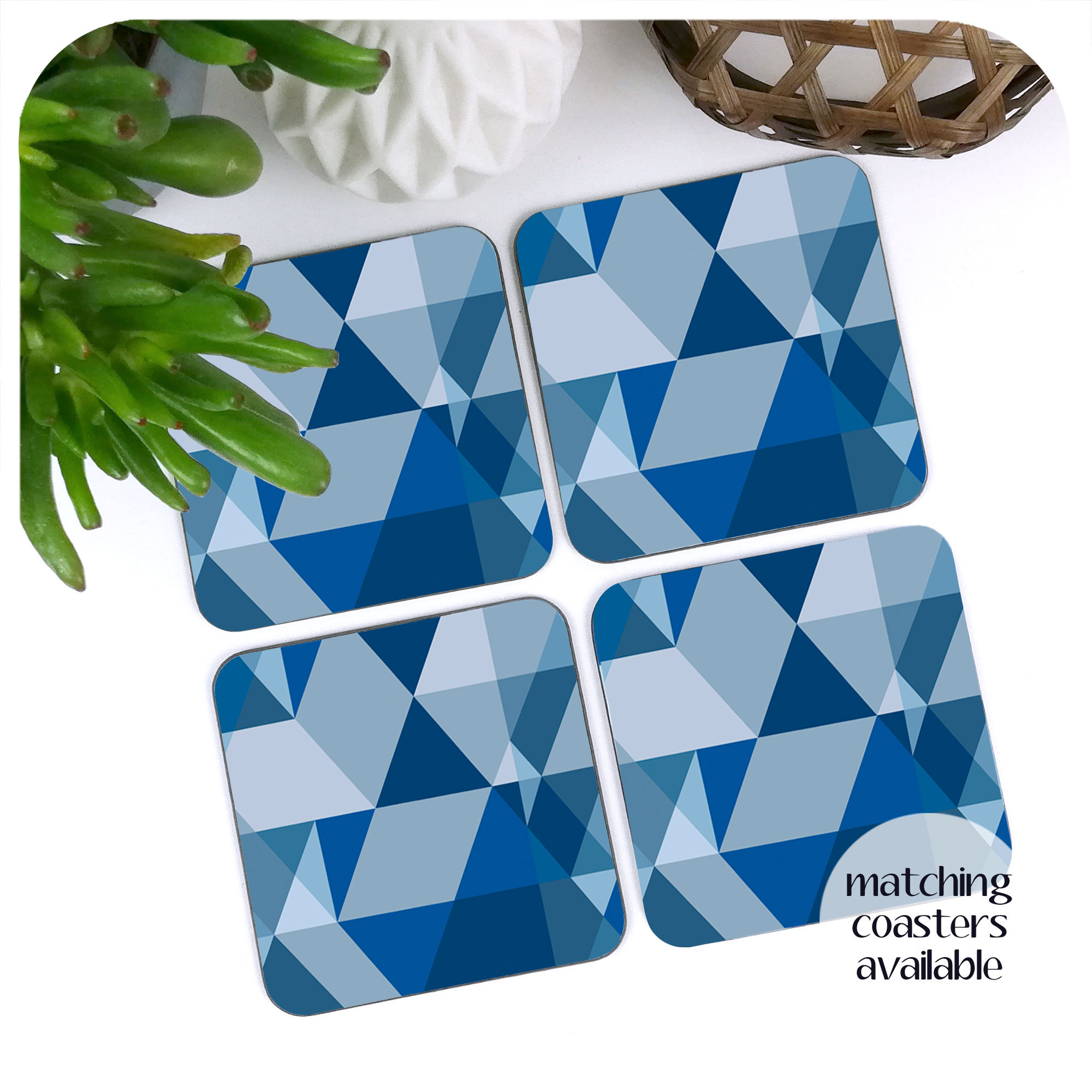 Blue Abstract Geometric Placemats 4 Navy Kitchen Etsy UK