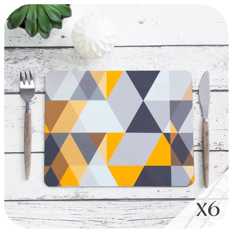 Scandinavian Modern Placemats Set of 6 Mustard Yellow and Etsy UK