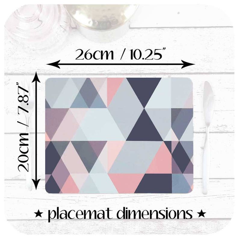 Grey and Blush Pink Placemats Set of 6 Geometric Place Mats Etsy UK