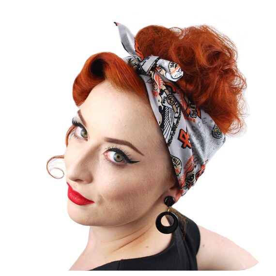 Retro Speedway Bandana Greaser Girl Head Scarf Drag Racing Etsy