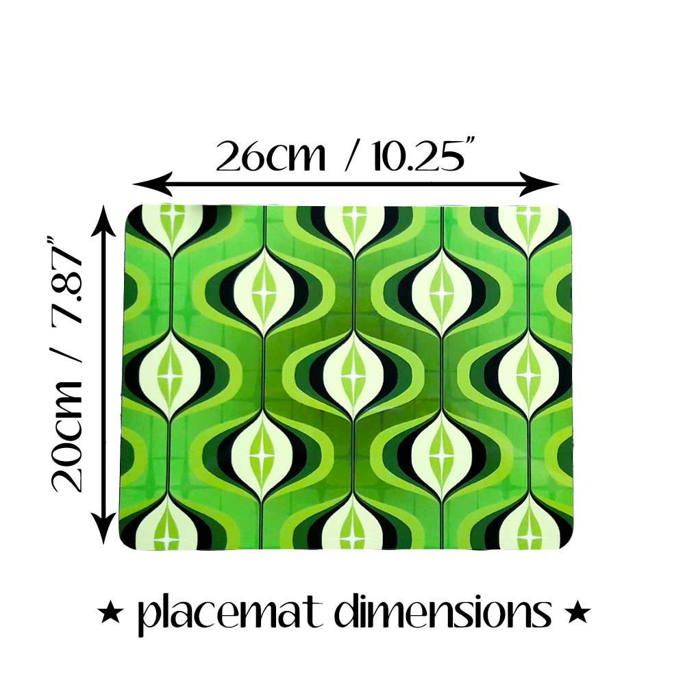 70s Op Art Placemats Set of 6 Green Place Mats Retro House Etsy