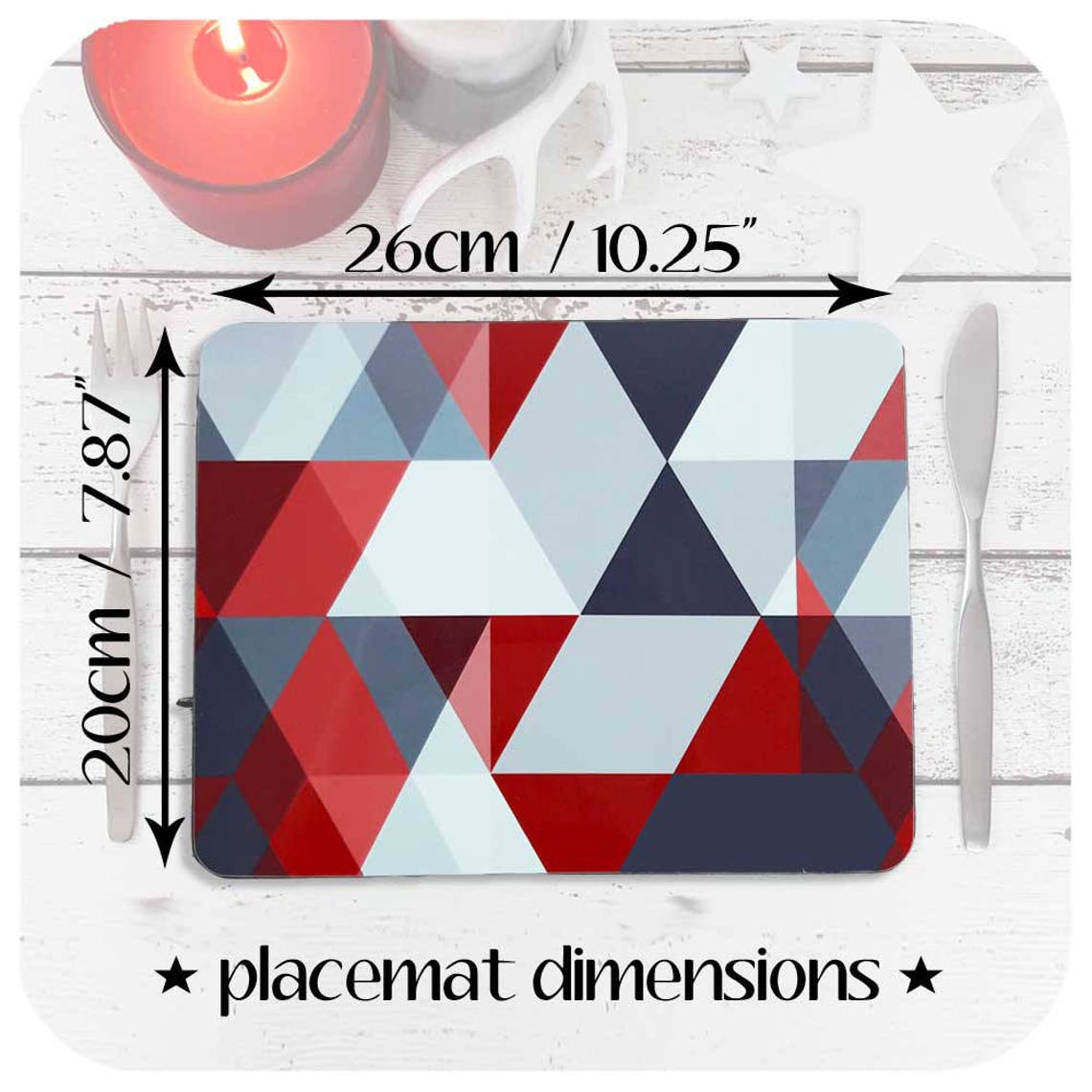 Scandinavian Modern Placemats set of 6 Red and Grey Scandi Etsy