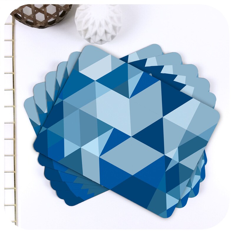 Scandinavian Modern Placemats Set of 6 Blue Scandi Place Etsy