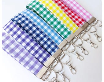 Llaveros de pulsera de cuadros vichy - Cordones de muñeca coloridos - Llaveros/dijes arcoíris