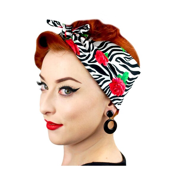 Zebra Rose Bandana Zebra Print Head Scarf Animal Print Etsy