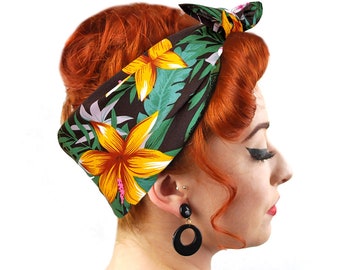 Tropical Bandana - Rockabilly Head Scarf - Tropical hair Accessories - Tiki Hair Accessory - Retro Head Wrap
