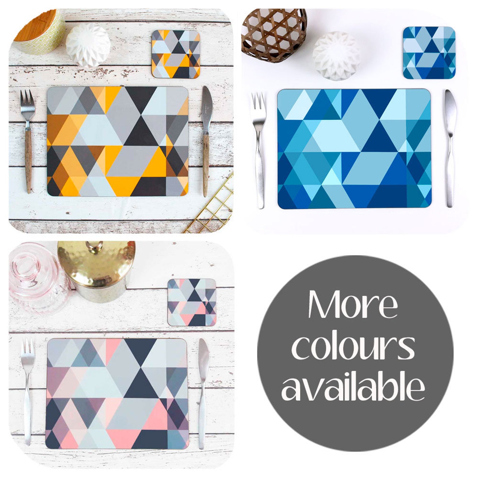 Scandinavian Modern Placemats set of 6 Red and Grey Scandi Etsy