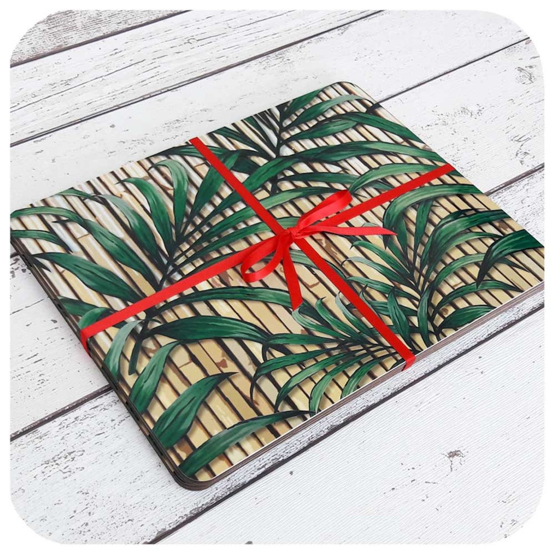 Tropical Palm Leaf Print Placemat Set of Four Hawaiian Style Etsy