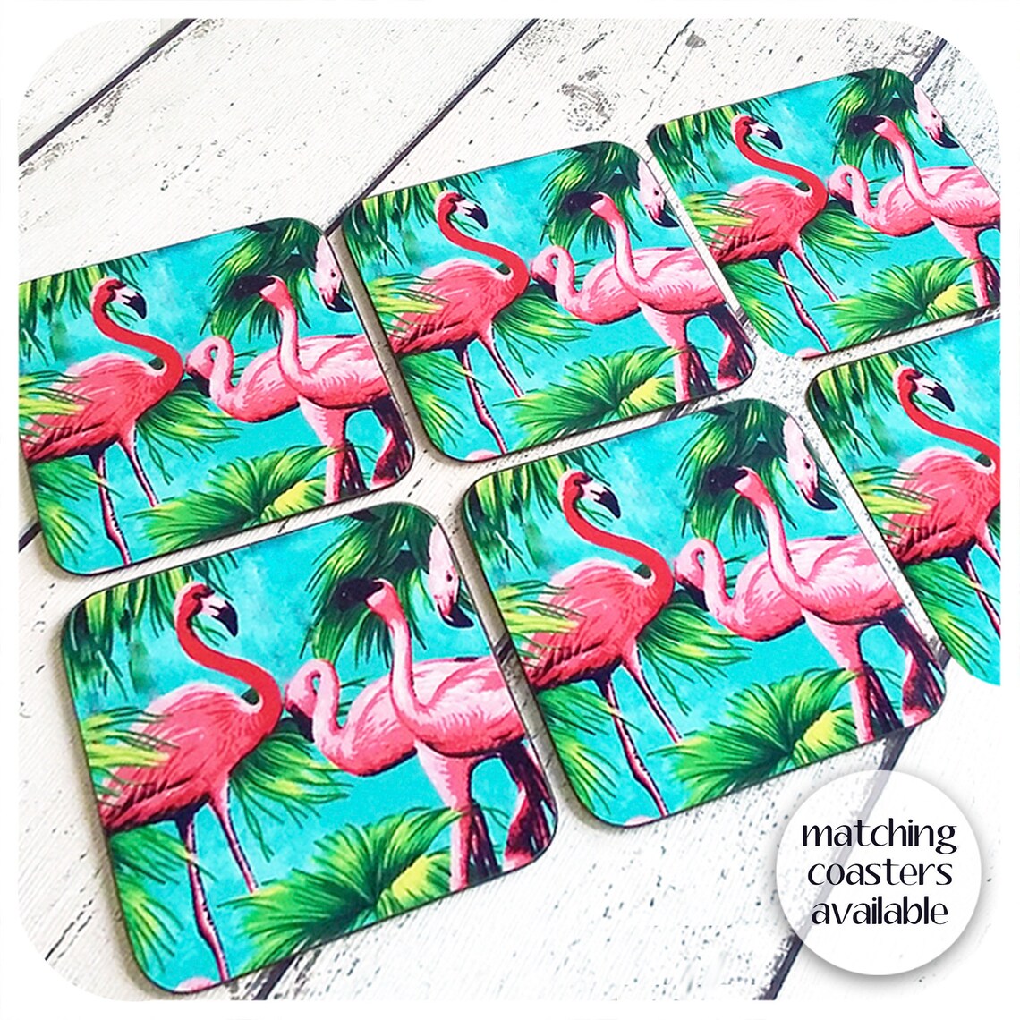 Pink Flamingo Placemats Set of 6 Tropical Kitsch Place Mats Etsy