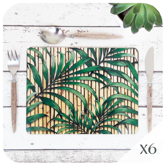 Teal Blue Placemats And Coasters Trees Rectangular Dining, 53 OFF