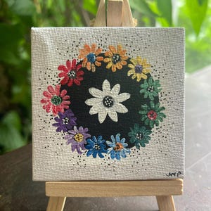 Flowers on mini canvas