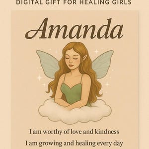 Tarjeta de arte de afirmación personalizada / Póster digital de amor propio / Regalo curativo personalizado para chica triste / Imprimible en estilo Fairycore