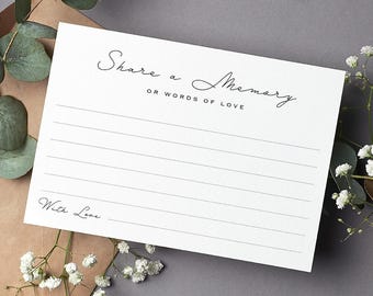 Share a Memory Cards – Modern Guest Cards for Weddings, Funerals & Celebrations of Life – Horizontal Keepsake Note Cards