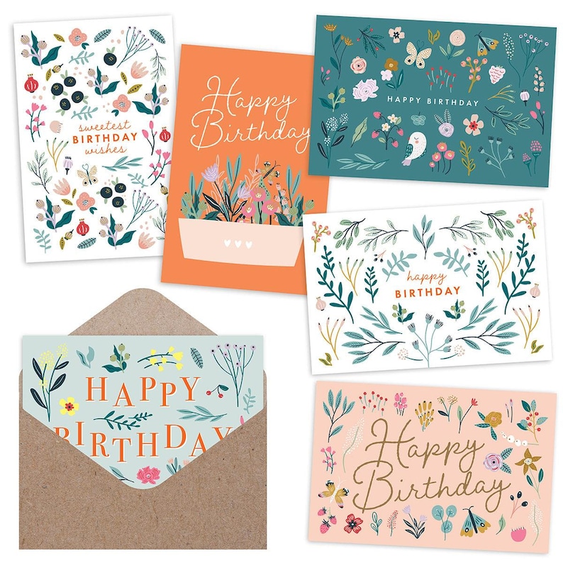 Floral Birthday Cards Set of 24 – Blank Inside Greeting Cards with Envelopes & Stickers – Bulk Birthday Card Pack for All Ages image 2
