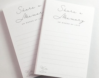 Share a Memory Cards – Minimalist Guest Cards for Weddings, Funerals & Celebrations of Life – Vertical Keepsake Memory Cards