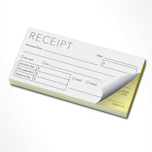 Carbonless Receipt Book | Duplicate Invoice Pad | Thank You & Receipt Styles | 6 x 2.75 in Small Business Sales Order