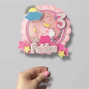 Custom Peppa Pig Birthday Cake Topper | Peppa Birthday | Peppa Theme Party | Pink Pig Cake Topper | Peppa Pig Shaker Topper