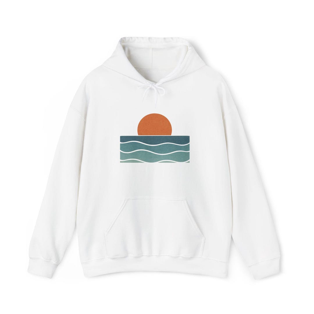Sunset Waves Unisex Hoodie, Cozy Sweatshirt for Beach Lovers