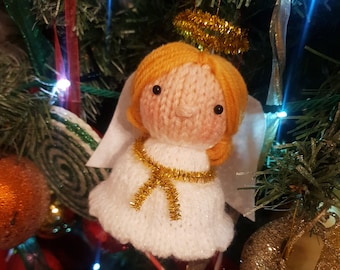 Angel Christmas Tree Ornament Knitting Pattern – Flat-Knit Fairy PDF, Easy Holiday Decor
