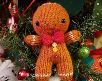 Breipatroon Gingerbread Man Kerst: eenvoudig kerstornament (pdf-patroon)