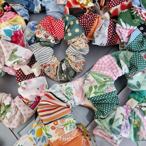 Fabric Scrap Patchwork Scrunchies Selection 1 – Eco-Friendly Handmade Hair Accessories | One-of-a-Kind