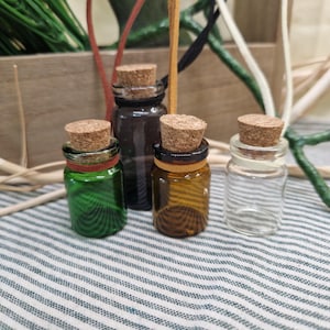 Glass Spell Bottle Necklace – Mini Cork Jar Pendant on Suedette Cord, Witchy Altar Jewelry