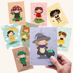 Cartolina "Adorabili Bambole" - Carine ragazze illustrate / Carta da lettere originale di LTMarshall