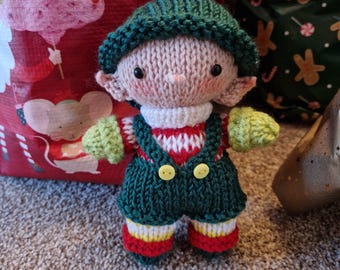 Pip the Baby Elf Knitting Pattern PDF, Baby Elf Doll Toy Pattern, Christmas Elf Knit Pattern, Festive Handmade Doll, Digital Download