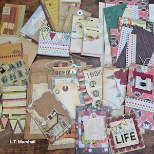 Kit pronto all'uso per il Junk Journaling 'Vintage Muted colorato' - Biglietti, etichette, libri, buste, effimeri
