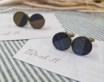 Scottish Tartan Cufflinks | Handmade Tartan Cuff Links | Highland Wedding Accessories | Scottish Gift for Men