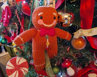 Medium breipatroon Gingerbread Man kerst – platgebreid ornament pdf, beginnersvriendelijk