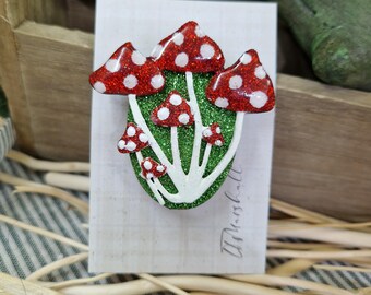 Handmade Toadstool Brooch | Layered Wooden Mushroom Pin | Cottagecore Folk Art Brooch | Woodland Statement Jewellery | Fairycore Gift