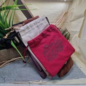 Witchy Drawstring Pouch | Printed Spell Bag | Cotton Storage for Crystals, Tarot, Herbs