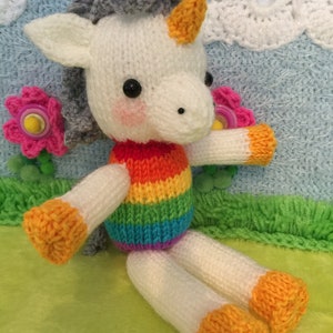 Unicorn Knitting Pattern: Flat-Knit Rainbow Plush Toy (PDF Pattern