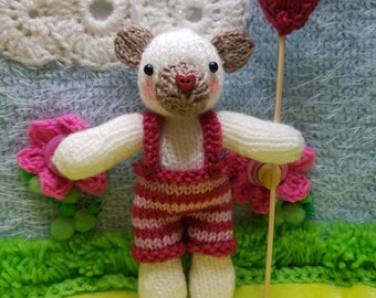 Modèle de tricot ours Saint-Valentin : peluche DIY (tutoriel PDF numérique)
