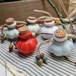 Ceramic Spell Bottle Necklace: Witchy Potion Vial Pendant